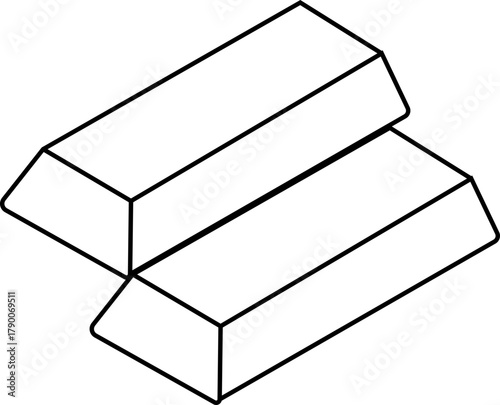 Gold bars icon bullion precious metal finance and wealth symbol vector illustration, black line style design, investment and treasure on transparent background