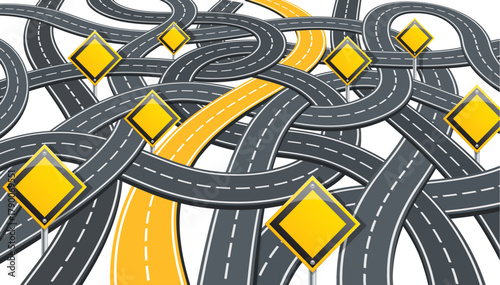 Road Infographics with Signposts