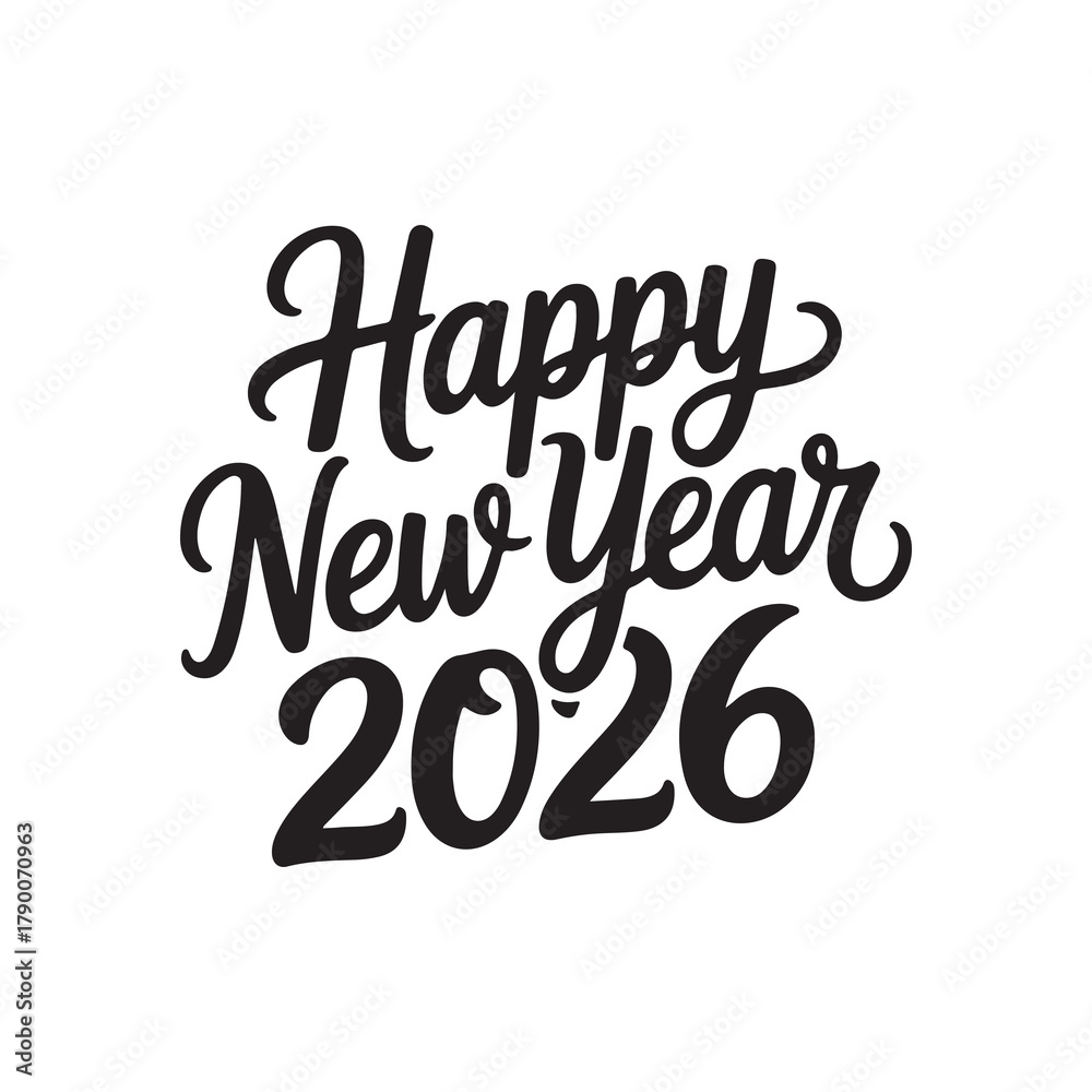 Obraz premium Happy New Year 2026 Hand Lettering Vector