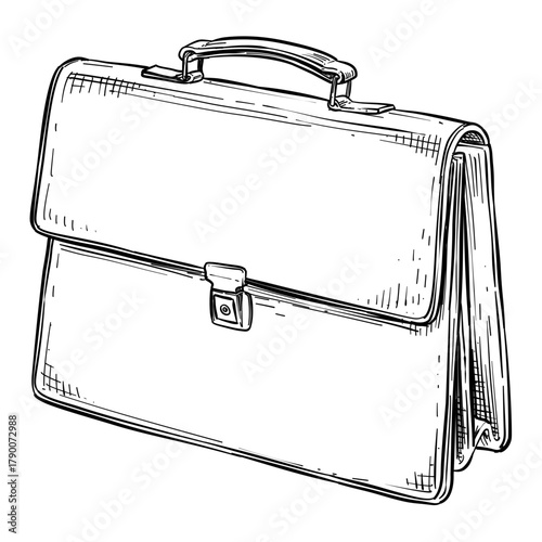 leather business bag vector line art hand drawn illustration