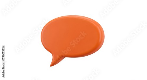 Isolated three-dimensional orange speech bubble, chat symbol, message, dialog box, talk