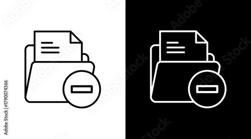 Folder Minus  White Icon Set Design