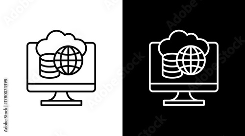 Data Center  White Icon Set Design