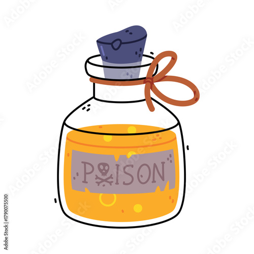 Potion Bottle and Glass Flask with Cork Vector Illustration