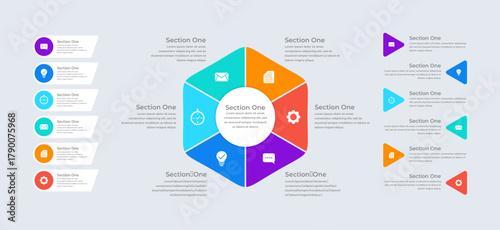 6-Section Hexagon Infographic Template for Purple Data