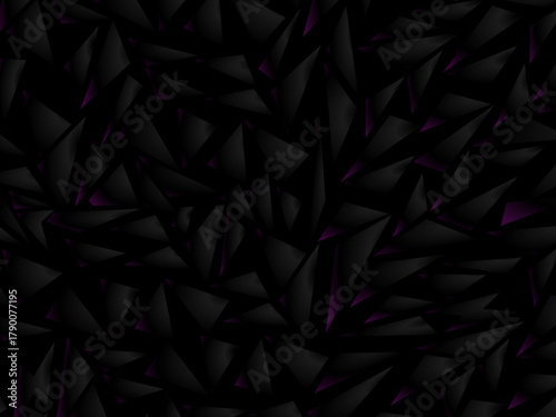 Background with abstract forged carbon fiber vector pattern with randomly arranged dark purple and black fragments, creating a modern and futuristic texture.