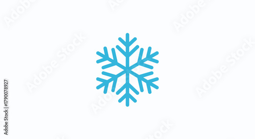 A simple blue snowflake icon is centered on a clean white background representing winter and cold weather