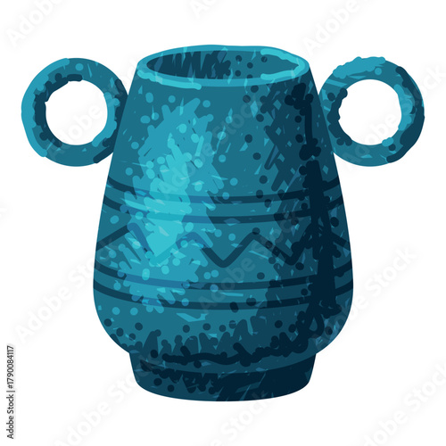 Blue Vase as Pottery and Ceramic Tableware and Crockery Vector Illustration