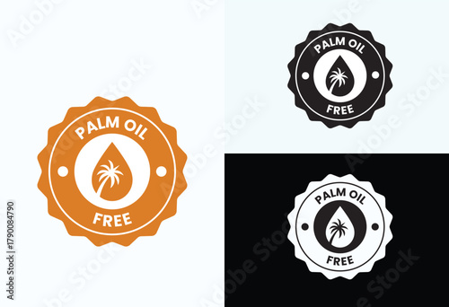 icon, seal, stamp, signs, free, badge, illustration, label, oil, palm, logotype, symbol, vector, nourishment, no, sticker, product, tags, fat, isolated, cardboard box, design, emblem, healthy, food.