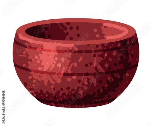 Brown Bowl as Pottery and Ceramic Tableware and Crockery Vector Illustration