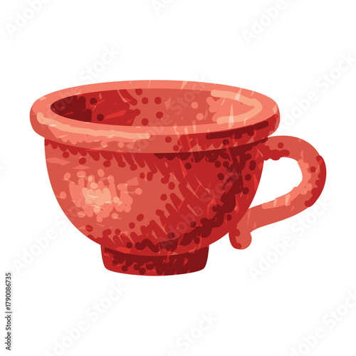 Brown Cup as Pottery and Ceramic Tableware and Crockery Vector Illustration