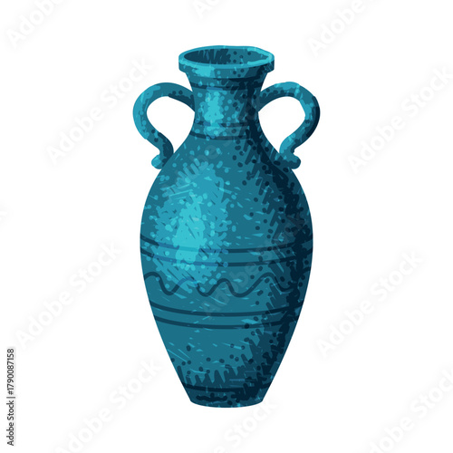 Blue Vase as Pottery and Ceramic Tableware and Crockery Vector Illustration