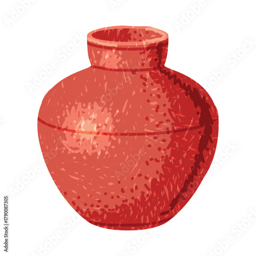 Brown Vase as Pottery and Ceramic Tableware and Crockery Vector Illustration