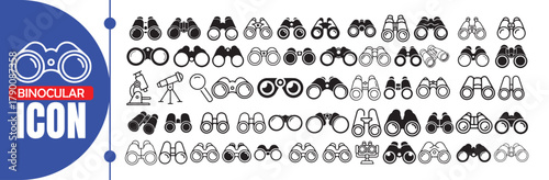 Black and White Binocular Silhouette Icons for Graphic Design