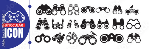 High resolution binocular icon set. Optical Zoom and Vision Tool Icon Pack in Minimal Style