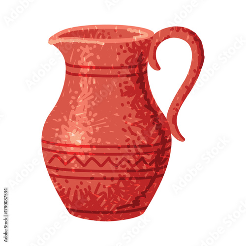 Brown Jug as Pottery and Ceramic Tableware and Crockery Vector Illustration