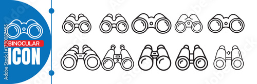 Outline Binocular Icon Set for Exploration and Navigation Design