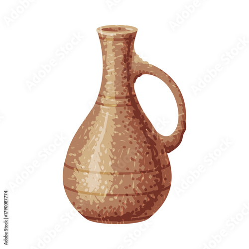 Brown Jug as Pottery and Ceramic Tableware and Crockery Vector Illustration