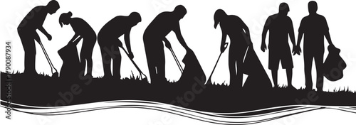 International volunteer day silhouettes show community cleanup effort and global citizenship