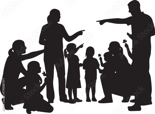 Diverse group of people pointing and interacting celebrating international volunteer day