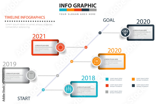 Goal Achievement Line Graph Infographic Template - Business Target Tracking
