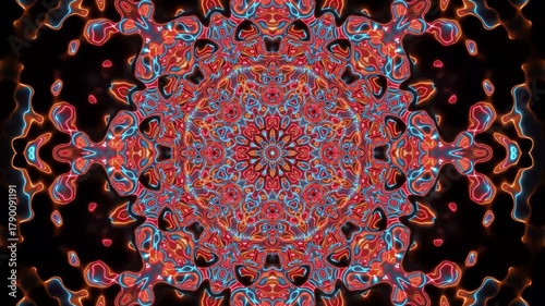 colorful glowing neon light kaleidoscope loop background
