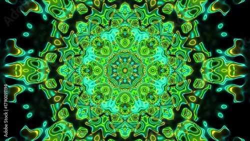 colorful glowing neon light kaleidoscope loop background
