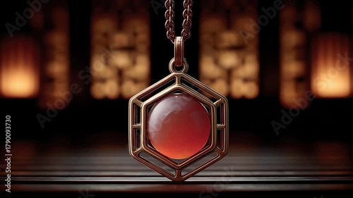 Close-up Still Life of Tang Dynasty Style Agate Pendant