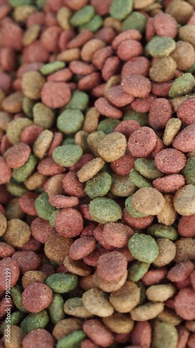 Dry pet food mix ready for feeding animals