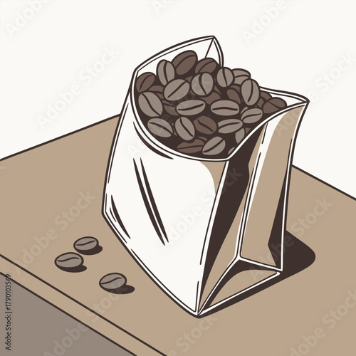 Sleek metallic coffee bean pouch design