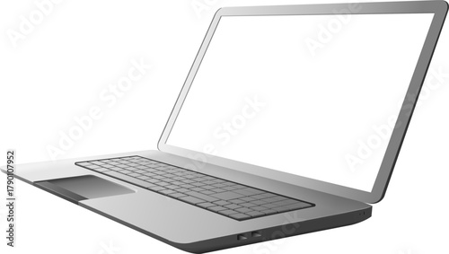 Laptop Screen Mockup Isometric Angle—Transparent Display Overlay