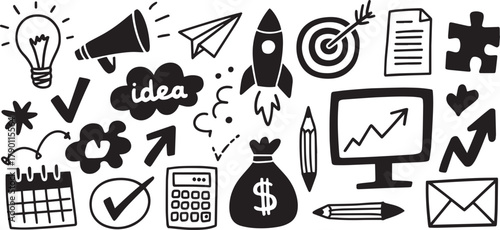 Startup business concept doodle icons
