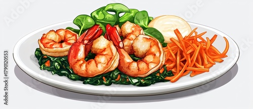 Exquisite Shrimp Plate with Sauce and Bread