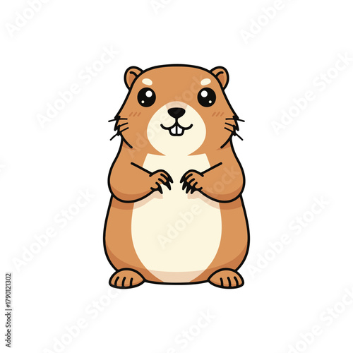 Upright prairie dog with soft kawaii tones and calm stance
