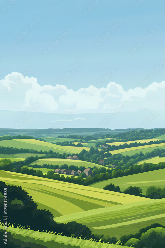 Fototapeta premium A Panoramic View of a Lush Green Valley