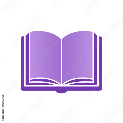 Open Book Icon with Purple Gradient Pages and Cover