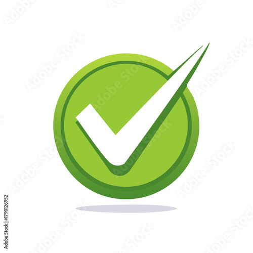 Green check mark inside a circle symbol for approval, success, and completion.