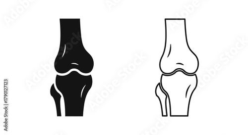 Simple illustration of a human knee joint in black and white line art