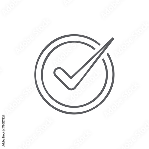 Simple check mark symbol inside a circle outline indicating approval success or completion
