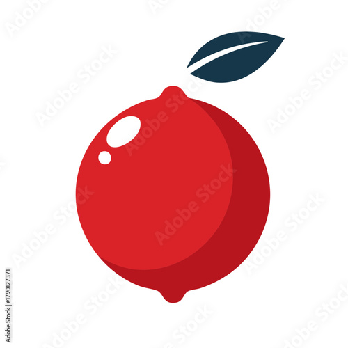 Stylized Red Fruit with Green Leaf Icon