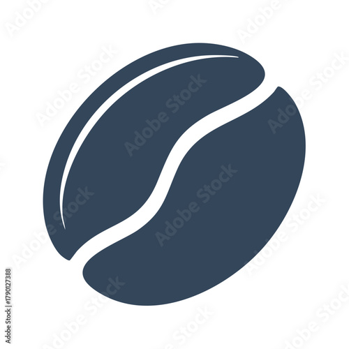 Single Dark Blue Coffee Bean Graphic with White Center Line
