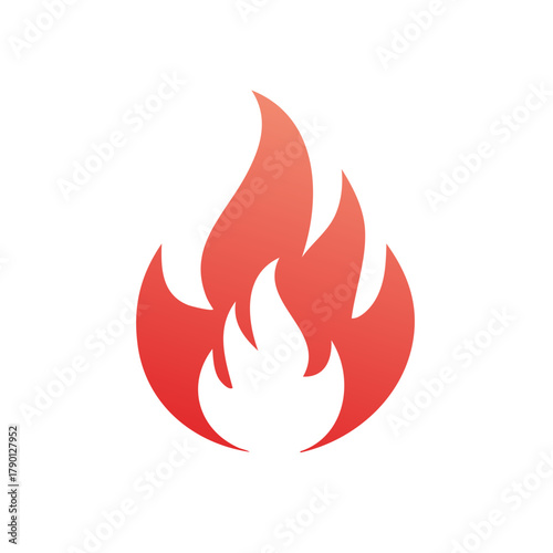 Stylized red flame icon with a gradient effect symbolizing heat and energy, isolated on white.
