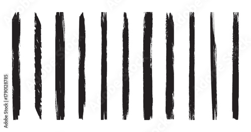 Set of Hand drawn vector Pencil underlines, kids crayon strips, brush line in sketch style. Vector horizontal chalk lines vector illustration