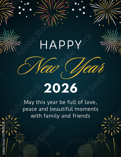 Happy New Year Greetings 2026 - Blue Modern