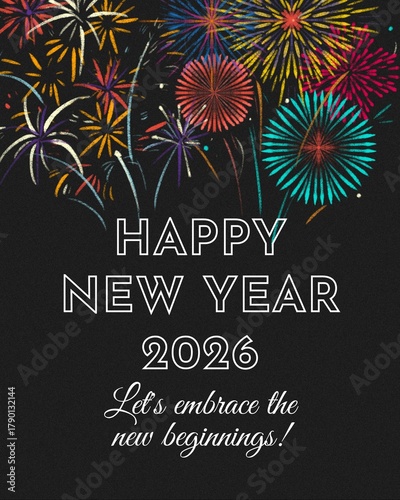 Happy New Year 2026 Greetings with Fireworks
