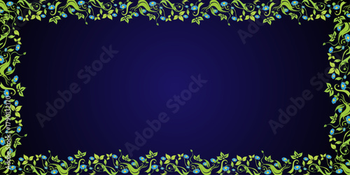 frame with green leaves. Green floral leaf frame illustration. 
