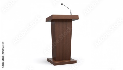 Realistic icon of a blank brown wooden stand, podium or rostrum for conferences, lectures or debates, functional for presentation settings