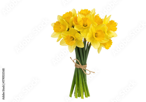 Photography Isolated Bunch of Daffodils, Bouquet of Fresh Yellow Spring Flowers, Floral Holi