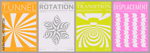 3D wavy pattern. Tunnel. Optical illusion. Abstract striped background. Black and white cover design template. Illustration for brochure, poster, flyer, poster, diary, notebook or notepad.