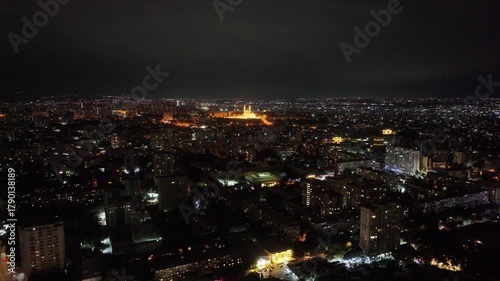 Wallpaper Mural Breathtaking night aerial panorama of the glowing city lights of Baku, Azerbaijan. Torontodigital.ca